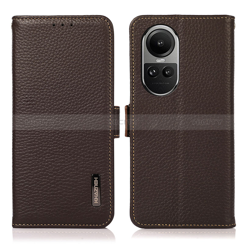 Coque Portefeuille Livre Cuir Etui Clapet B03H pour Oppo Reno10 5G Marron Plus