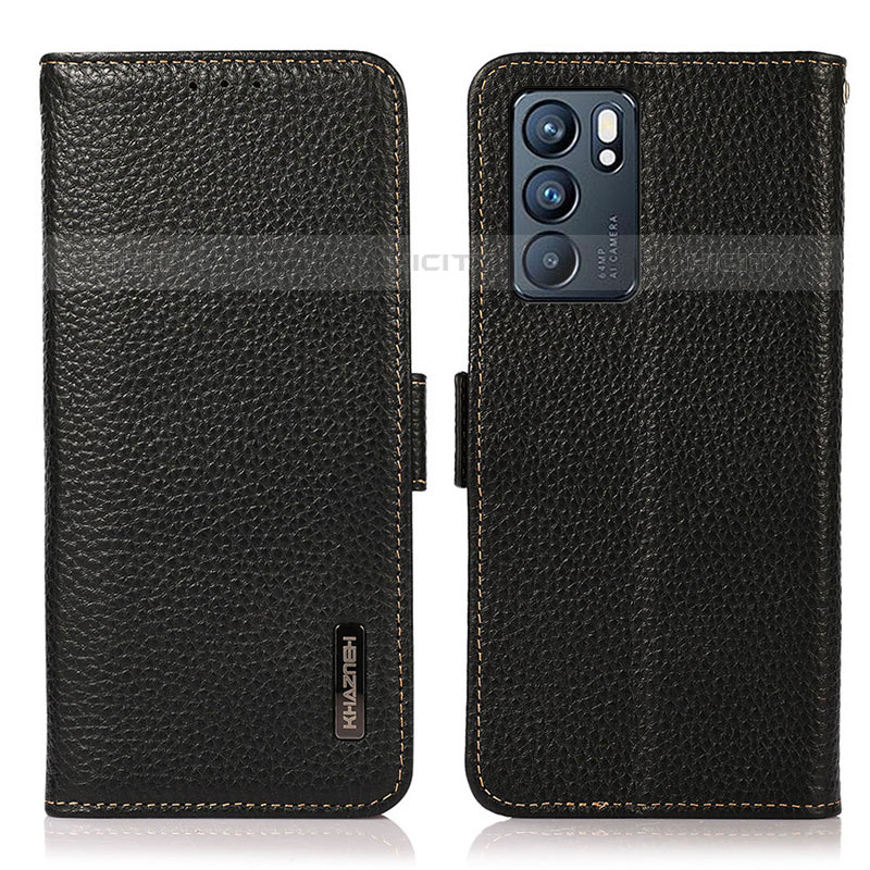 Coque Portefeuille Livre Cuir Etui Clapet B03H pour Oppo Reno6 5G Noir Plus