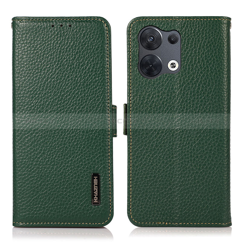 Coque Portefeuille Livre Cuir Etui Clapet B03H pour Oppo Reno9 Pro+ Plus 5G Vert Plus