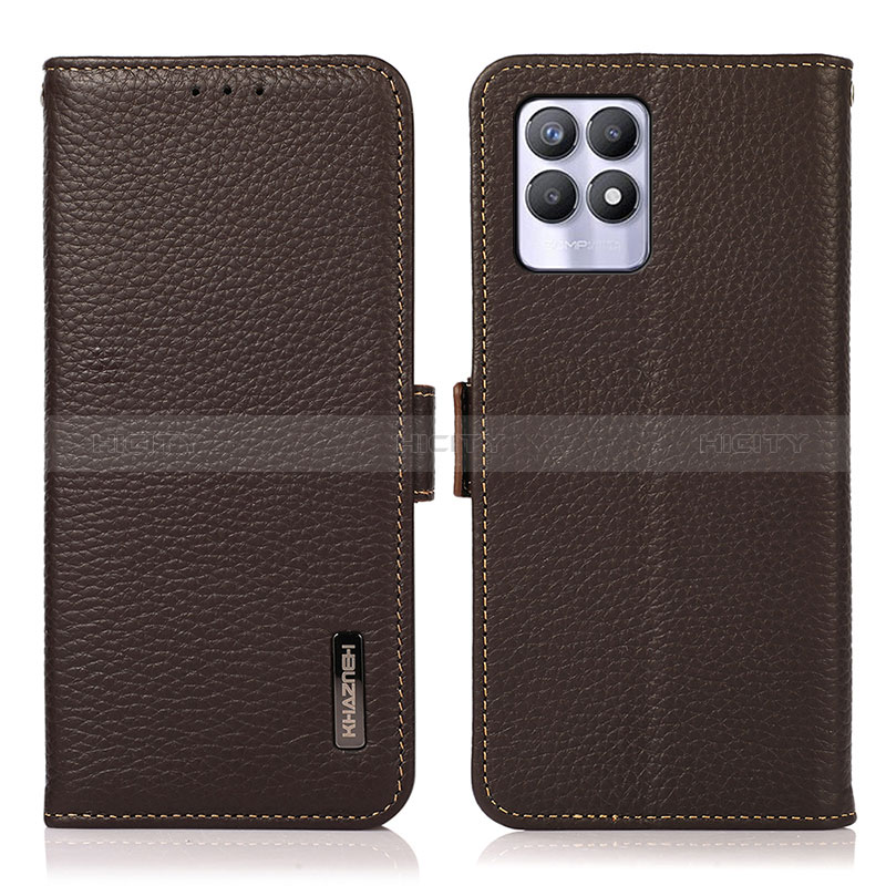 Coque Portefeuille Livre Cuir Etui Clapet B03H pour Realme 8i Marron Plus