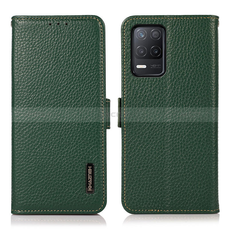 Coque Portefeuille Livre Cuir Etui Clapet B03H pour Realme 9 5G India Vert Plus