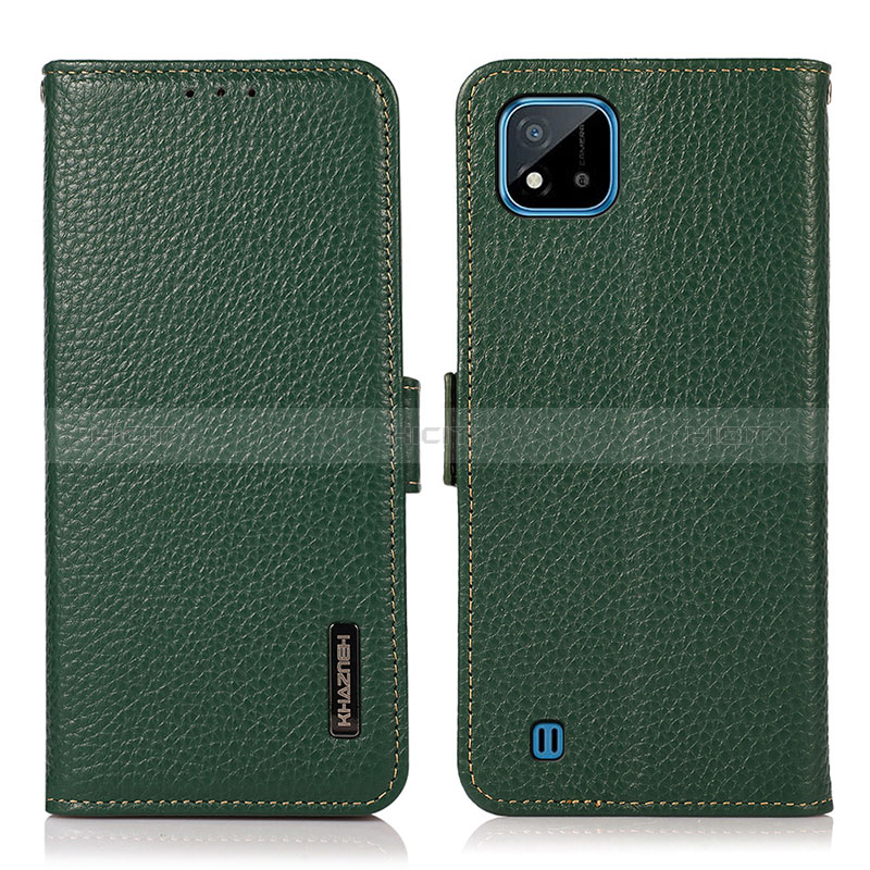 Coque Portefeuille Livre Cuir Etui Clapet B03H pour Realme C11 (2021) Vert Plus