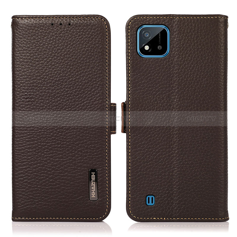 Coque Portefeuille Livre Cuir Etui Clapet B03H pour Realme C20A Marron Plus