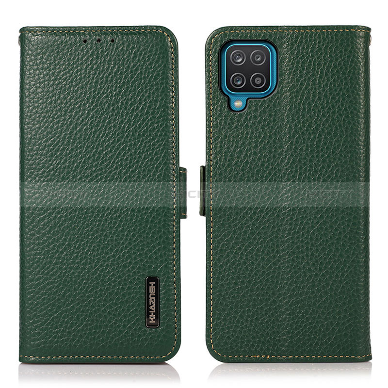 Coque Portefeuille Livre Cuir Etui Clapet B03H pour Samsung Galaxy A12 5G Vert Plus