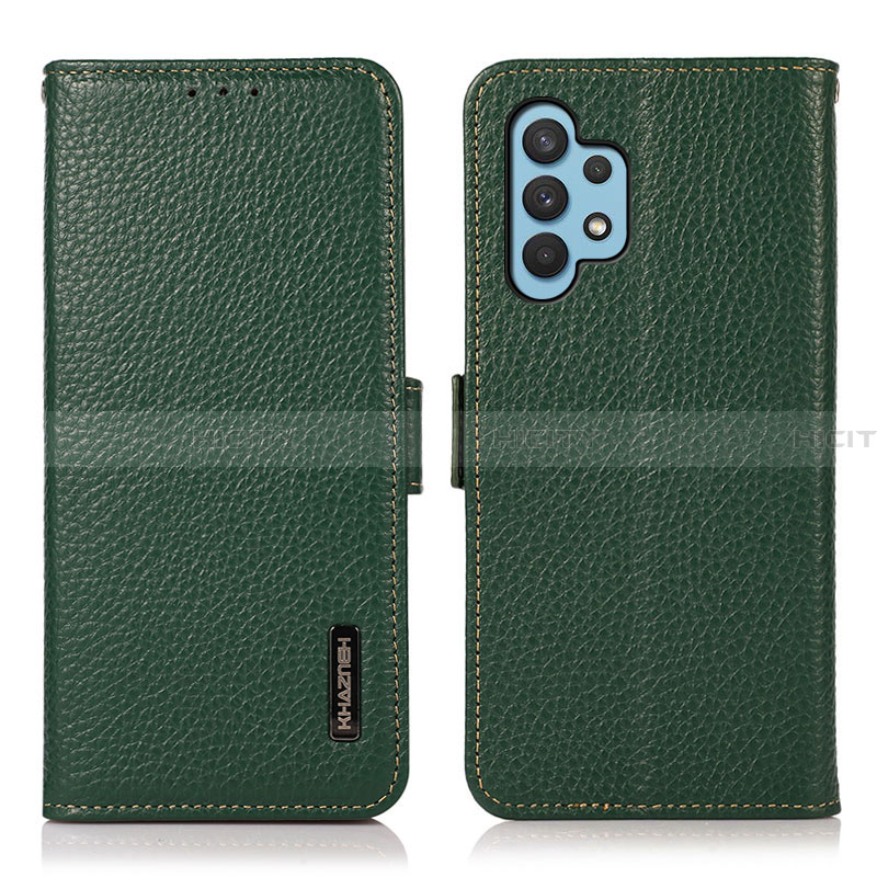 Coque Portefeuille Livre Cuir Etui Clapet B03H pour Samsung Galaxy A32 5G Vert Plus