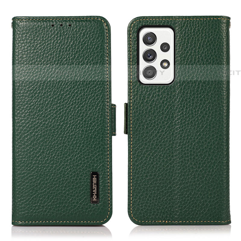 Coque Portefeuille Livre Cuir Etui Clapet B03H pour Samsung Galaxy A52 5G Vert Plus