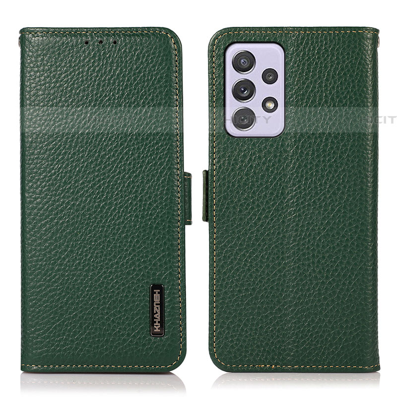 Coque Portefeuille Livre Cuir Etui Clapet B03H pour Samsung Galaxy A73 5G Vert Plus