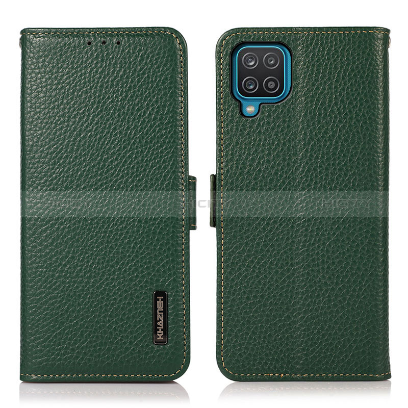 Coque Portefeuille Livre Cuir Etui Clapet B03H pour Samsung Galaxy F12 Vert Plus