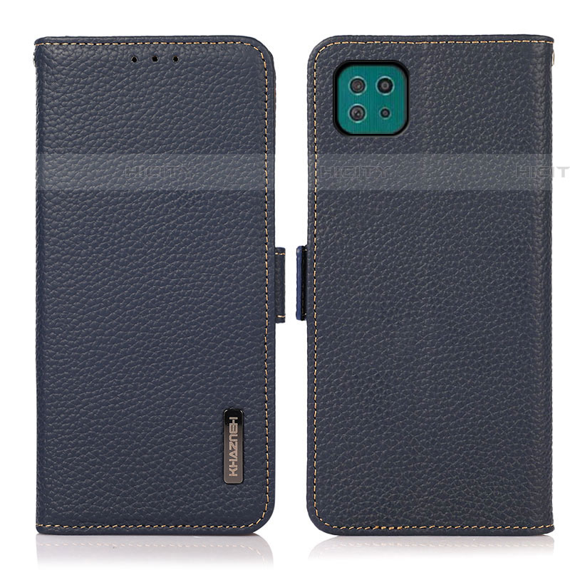 Coque Portefeuille Livre Cuir Etui Clapet B03H pour Samsung Galaxy F42 5G Bleu Plus