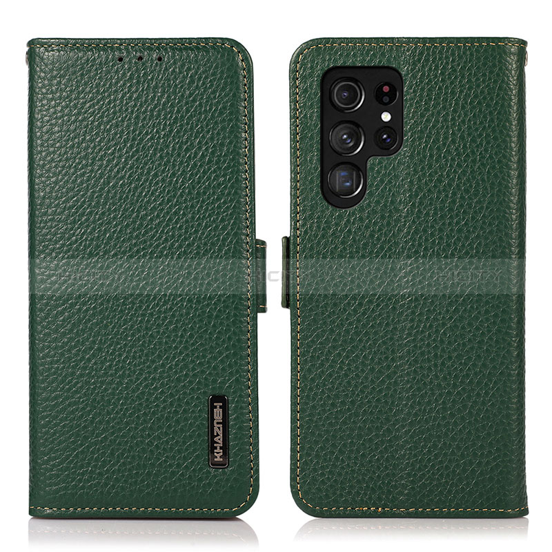 Coque Portefeuille Livre Cuir Etui Clapet B03H pour Samsung Galaxy S24 Ultra 5G Vert Plus