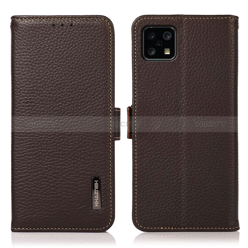 Coque Portefeuille Livre Cuir Etui Clapet B03H pour Sharp Aquos Sense4 Marron Plus