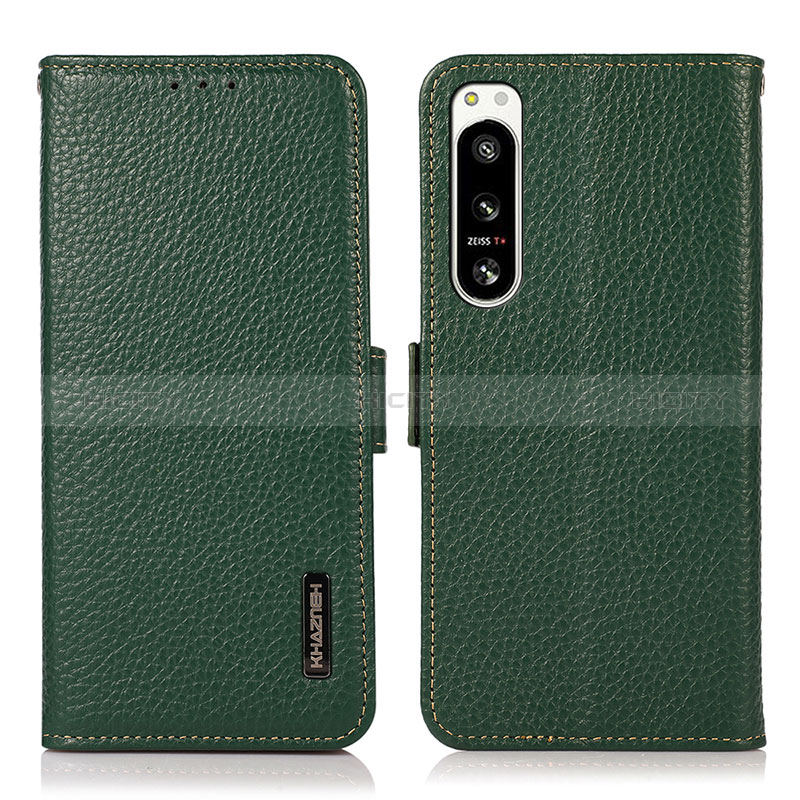 Coque Portefeuille Livre Cuir Etui Clapet B03H pour Sony Xperia 5 IV Vert Plus