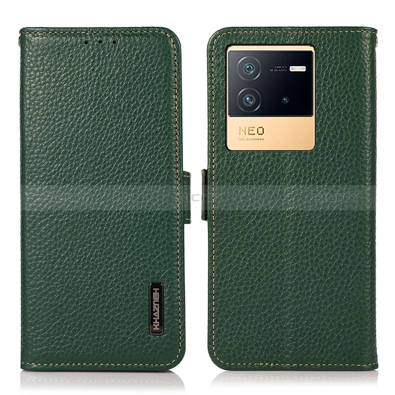 Coque Portefeuille Livre Cuir Etui Clapet B03H pour Vivo iQOO Neo6 5G Vert Plus