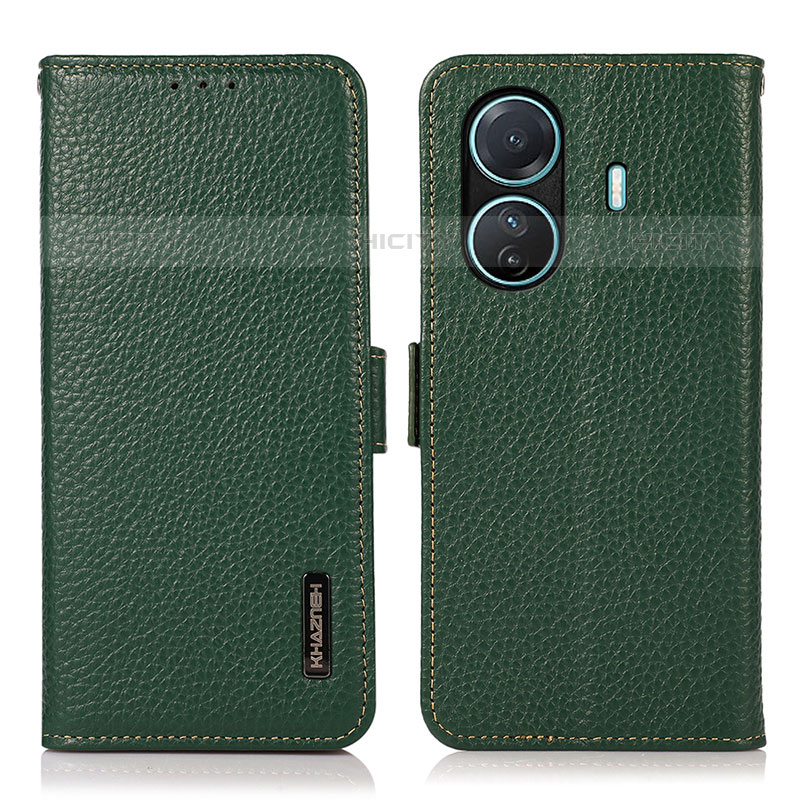 Coque Portefeuille Livre Cuir Etui Clapet B03H pour Vivo iQOO Z6 Pro 5G Vert Plus