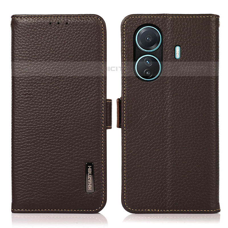 Coque Portefeuille Livre Cuir Etui Clapet B03H pour Vivo T1 Pro 5G Marron Plus