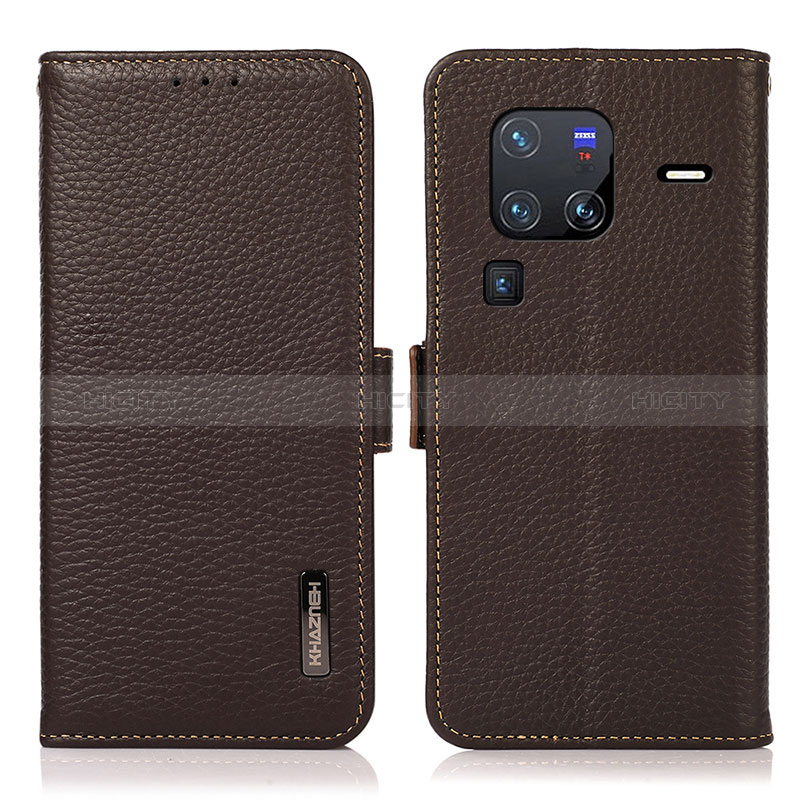 Coque Portefeuille Livre Cuir Etui Clapet B03H pour Vivo X80 Pro 5G Marron Plus