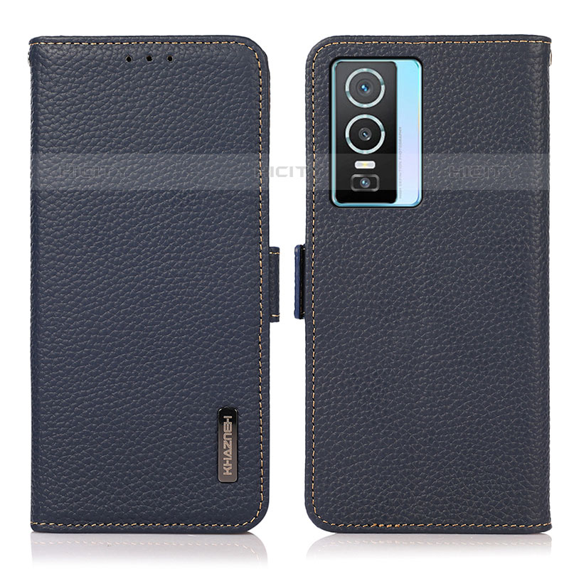 Coque Portefeuille Livre Cuir Etui Clapet B03H pour Vivo Y74s 5G Bleu Plus