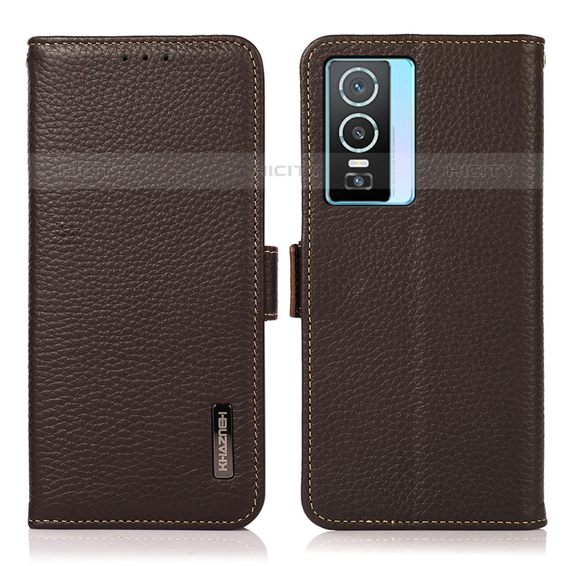 Coque Portefeuille Livre Cuir Etui Clapet B03H pour Vivo Y74s 5G Marron Plus