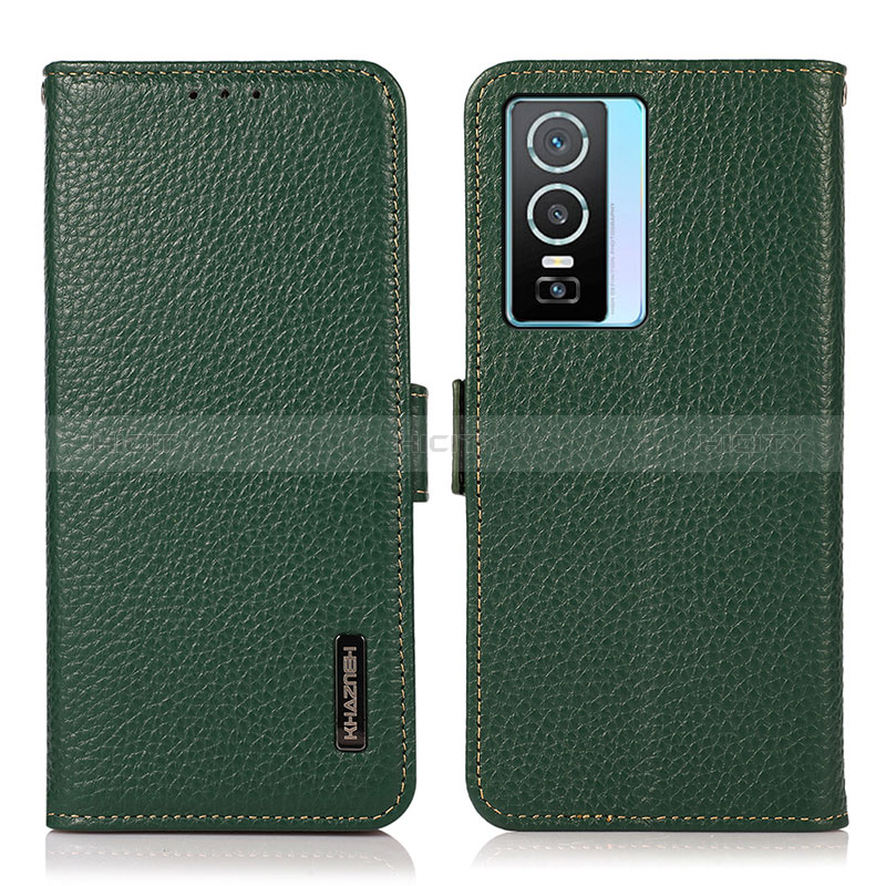 Coque Portefeuille Livre Cuir Etui Clapet B03H pour Vivo Y76s 5G Vert Plus