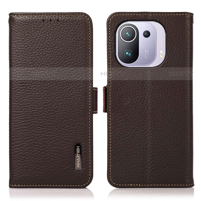 Coque Portefeuille Livre Cuir Etui Clapet B03H pour Xiaomi Mi 11 Pro 5G Marron Plus