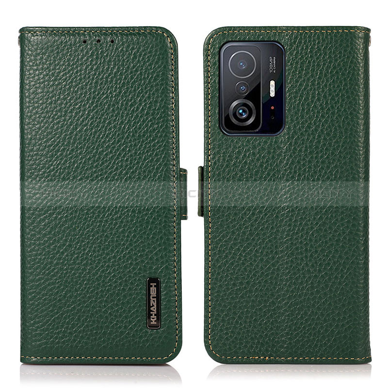 Coque Portefeuille Livre Cuir Etui Clapet B03H pour Xiaomi Mi 11T Pro 5G Vert Plus