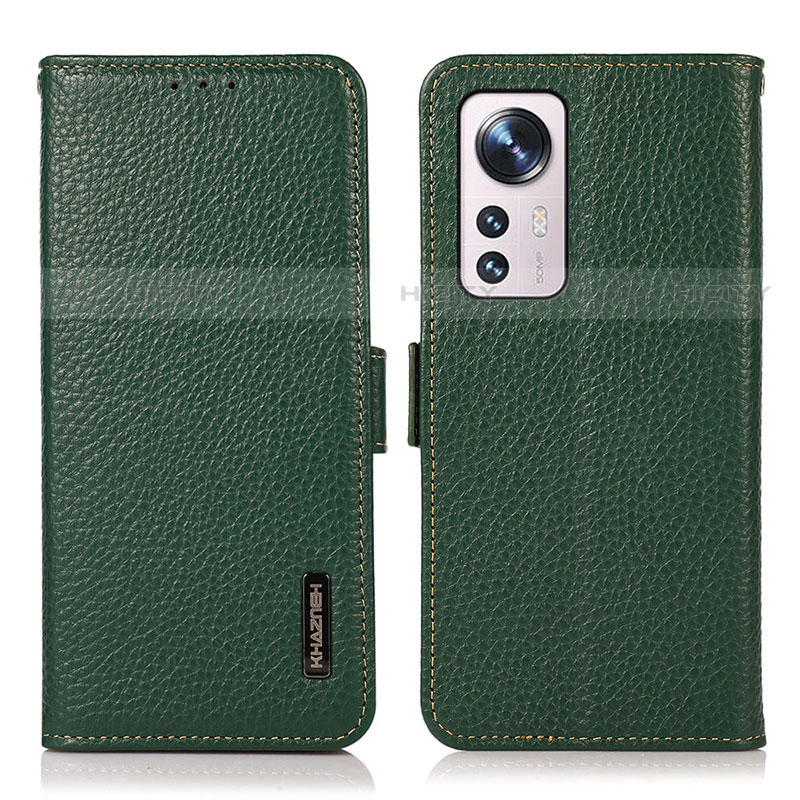 Coque Portefeuille Livre Cuir Etui Clapet B03H pour Xiaomi Mi 12 Pro 5G Vert Plus