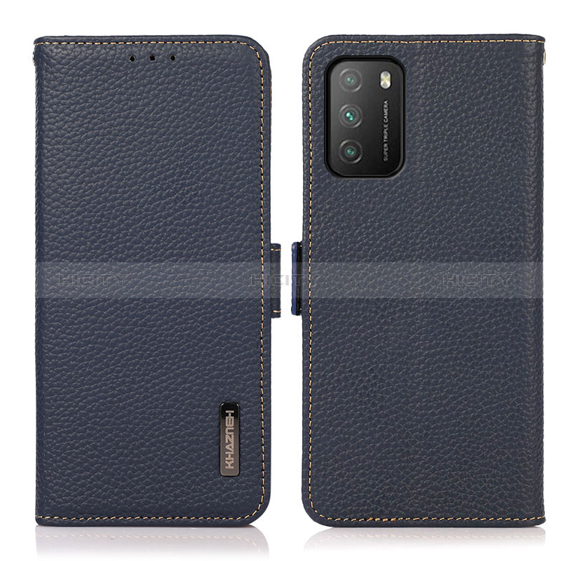 Coque Portefeuille Livre Cuir Etui Clapet B03H pour Xiaomi Poco M3 Bleu Plus