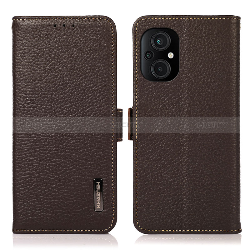 Coque Portefeuille Livre Cuir Etui Clapet B03H pour Xiaomi Poco M5 4G Marron Plus