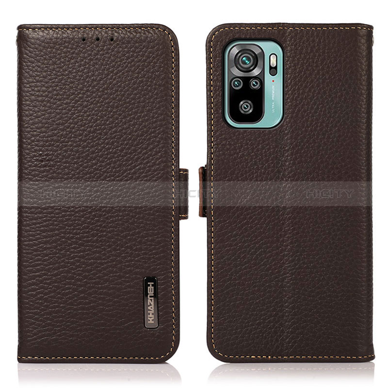 Coque Portefeuille Livre Cuir Etui Clapet B03H pour Xiaomi Redmi Note 10 4G Marron Plus