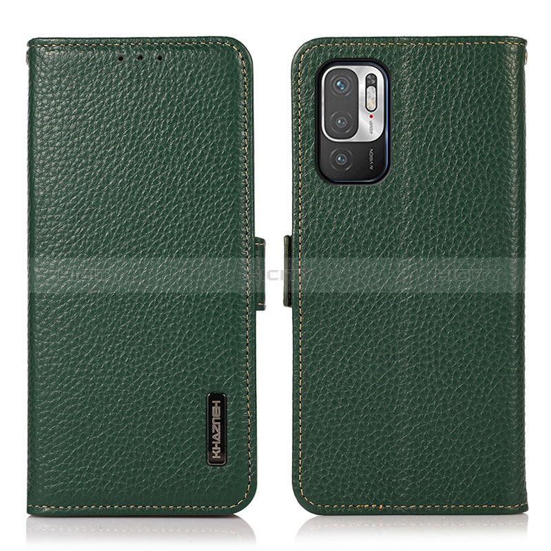 Coque Portefeuille Livre Cuir Etui Clapet B03H pour Xiaomi Redmi Note 10T 5G Vert Plus