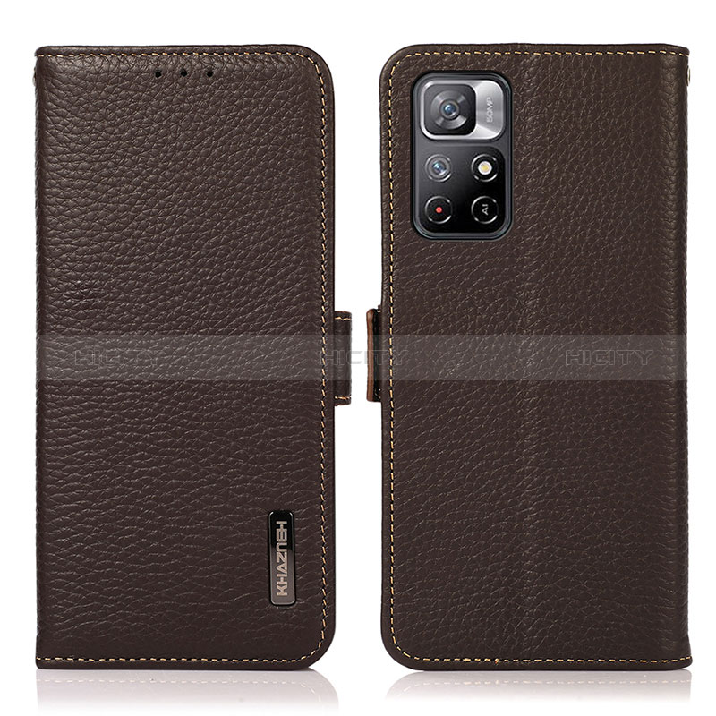 Coque Portefeuille Livre Cuir Etui Clapet B03H pour Xiaomi Redmi Note 11 5G Marron Plus