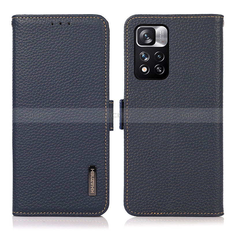 Coque Portefeuille Livre Cuir Etui Clapet B03H pour Xiaomi Redmi Note 11 Pro+ Plus 5G Bleu Plus