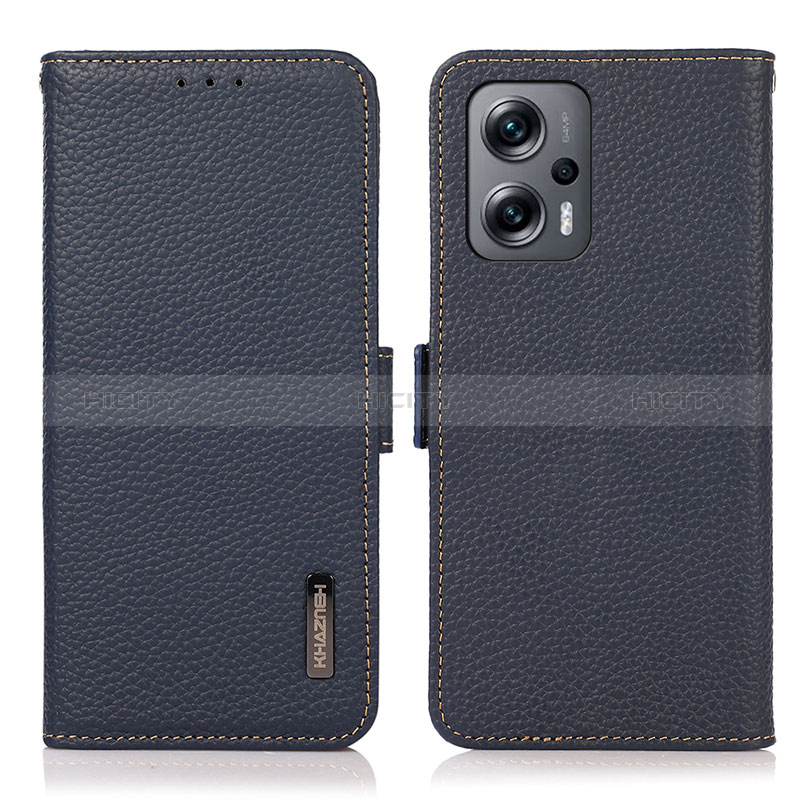 Coque Portefeuille Livre Cuir Etui Clapet B03H pour Xiaomi Redmi Note 11T Pro 5G Bleu Plus