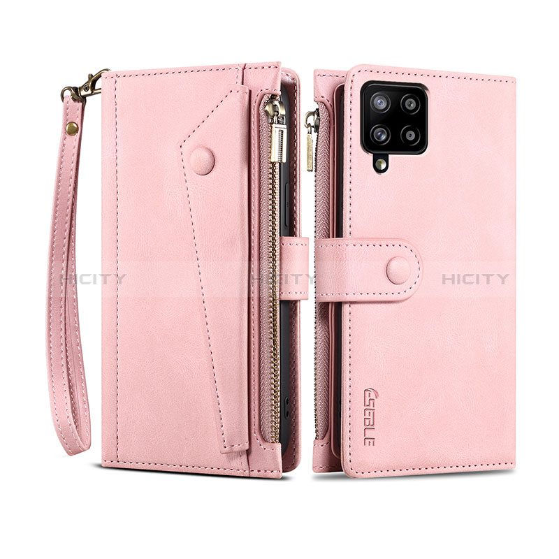 Coque Portefeuille Livre Cuir Etui Clapet B03S pour Samsung Galaxy A42 5G Or Rose Plus