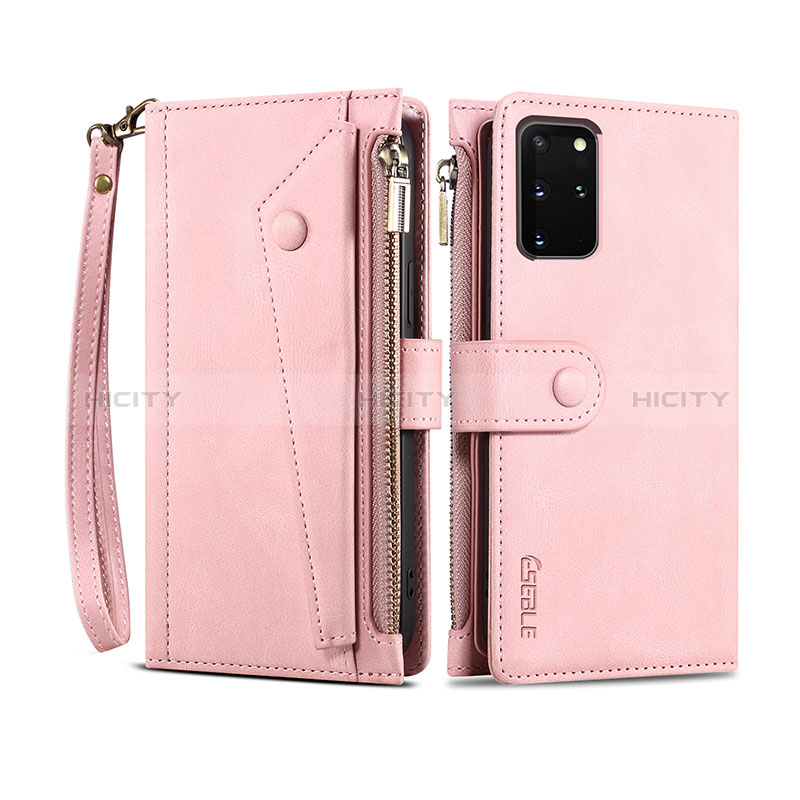 Coque Portefeuille Livre Cuir Etui Clapet B03S pour Samsung Galaxy S20 Plus 5G Or Rose Plus