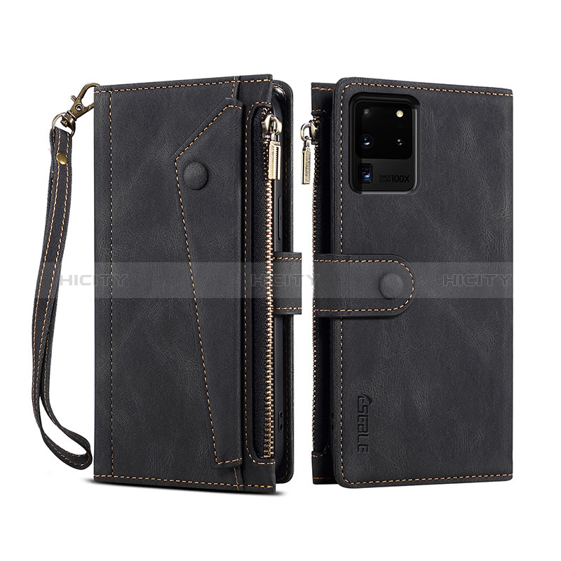 Coque Portefeuille Livre Cuir Etui Clapet B03S pour Samsung Galaxy S20 Ultra 5G Noir Plus