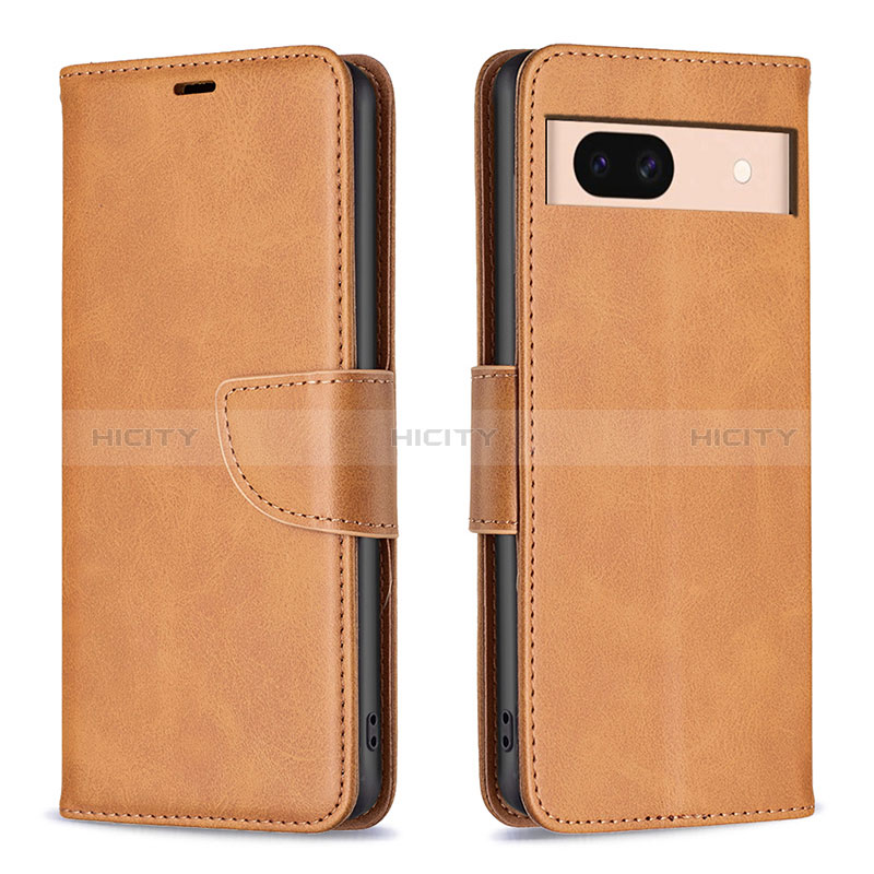 Coque Portefeuille Livre Cuir Etui Clapet B04F pour Google Pixel 8a 5G Brun Clair Plus