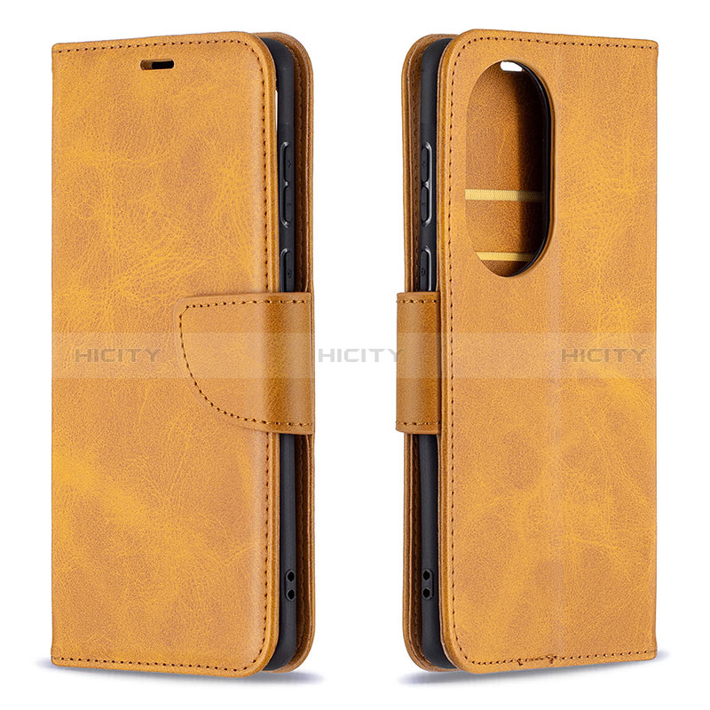 Coque Portefeuille Livre Cuir Etui Clapet B04F pour Huawei P50 Brun Clair Plus