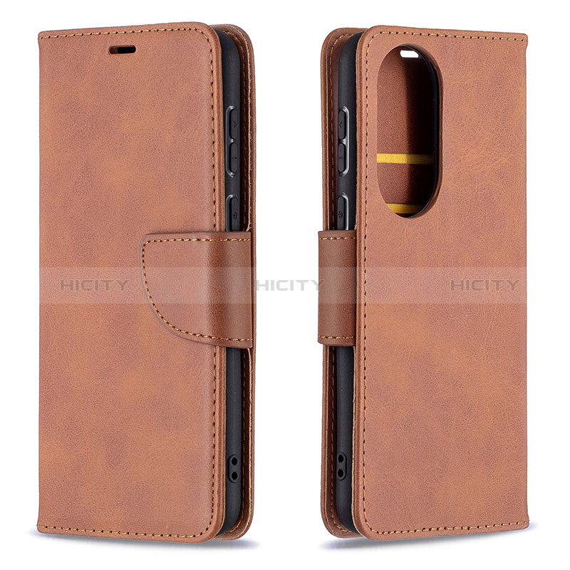 Coque Portefeuille Livre Cuir Etui Clapet B04F pour Huawei P50 Pro Marron Plus