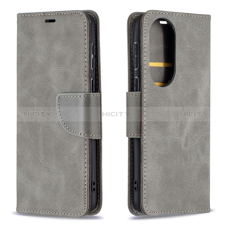 Coque Portefeuille Livre Cuir Etui Clapet B04F pour Huawei P50e Gris Plus