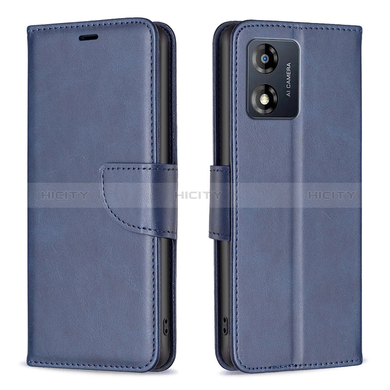 Coque Portefeuille Livre Cuir Etui Clapet B04F pour Motorola Moto E13 Bleu Plus