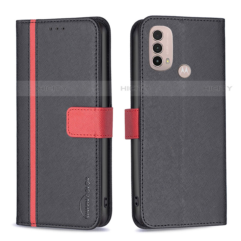 Coque Portefeuille Livre Cuir Etui Clapet B04F pour Motorola Moto E30 Noir Plus