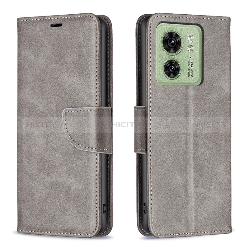 Coque Portefeuille Livre Cuir Etui Clapet B04F pour Motorola Moto Edge (2023) 5G Gris Plus