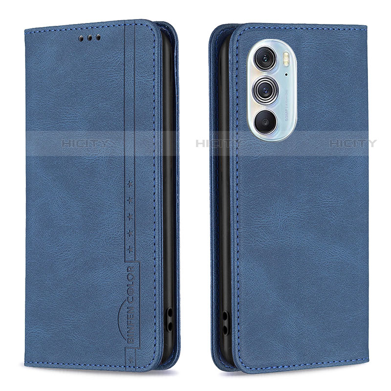 Coque Portefeuille Livre Cuir Etui Clapet B04F pour Motorola Moto Edge Plus (2022) 5G Bleu Plus