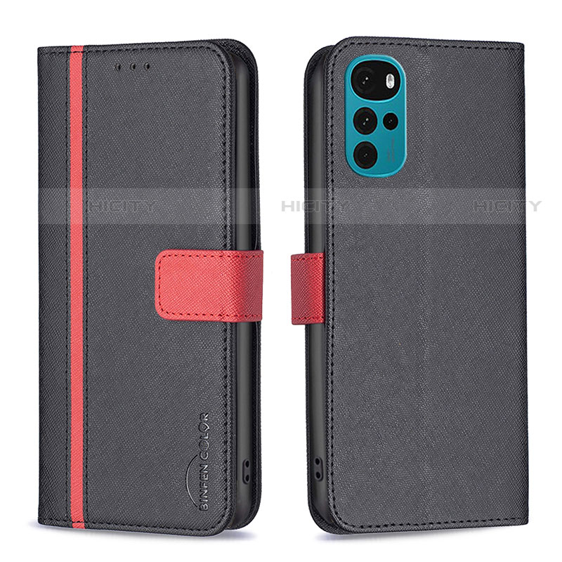 Coque Portefeuille Livre Cuir Etui Clapet B04F pour Motorola Moto G22 Noir Plus