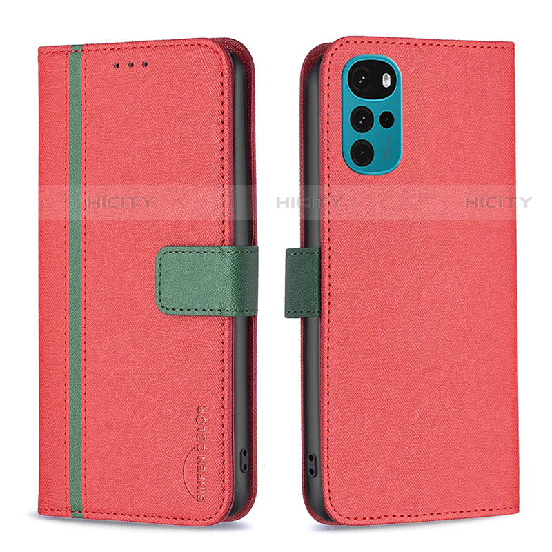 Coque Portefeuille Livre Cuir Etui Clapet B04F pour Motorola Moto G22 Rouge Plus