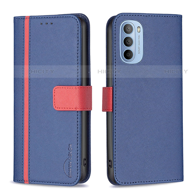 Coque Portefeuille Livre Cuir Etui Clapet B04F pour Motorola Moto G31 Bleu Plus