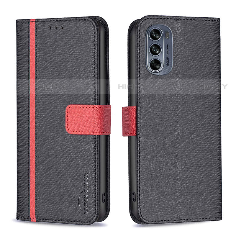 Coque Portefeuille Livre Cuir Etui Clapet B04F pour Motorola Moto G62 5G Noir Plus