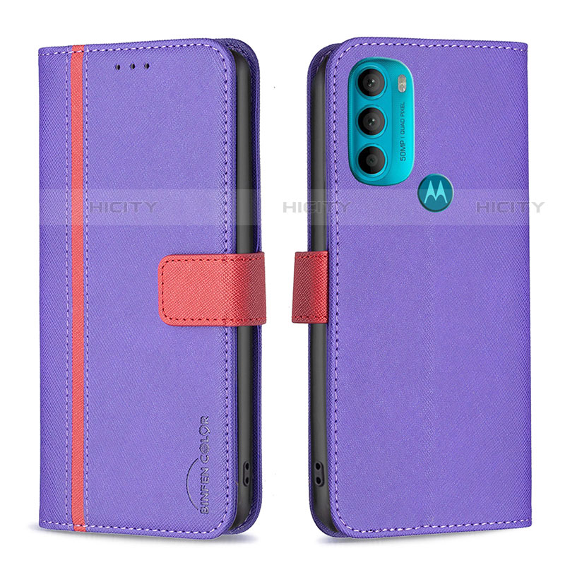 Coque Portefeuille Livre Cuir Etui Clapet B04F pour Motorola Moto G71 5G Violet Plus