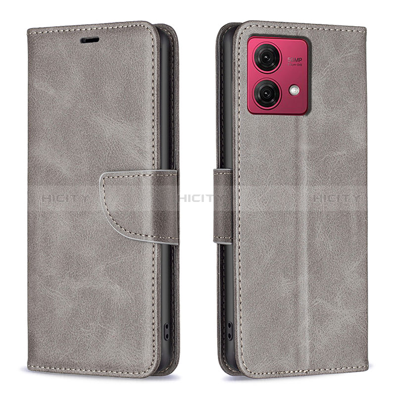 Coque Portefeuille Livre Cuir Etui Clapet B04F pour Motorola Moto G84 5G Gris Plus